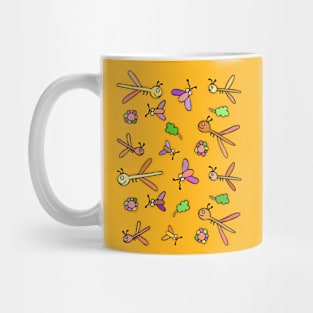 Cute and Colorful Dragonfly and Bug Pattern Mug